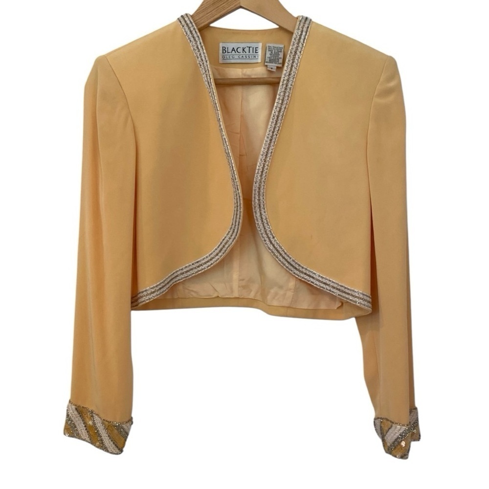 Oleg Cassini Black Tie Vintage Beaded Jacket